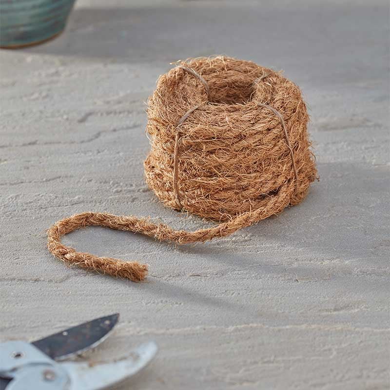 10m CocoRope 8mm, Natural Biodegradable Coir Rope for Garden Use and Plant Support