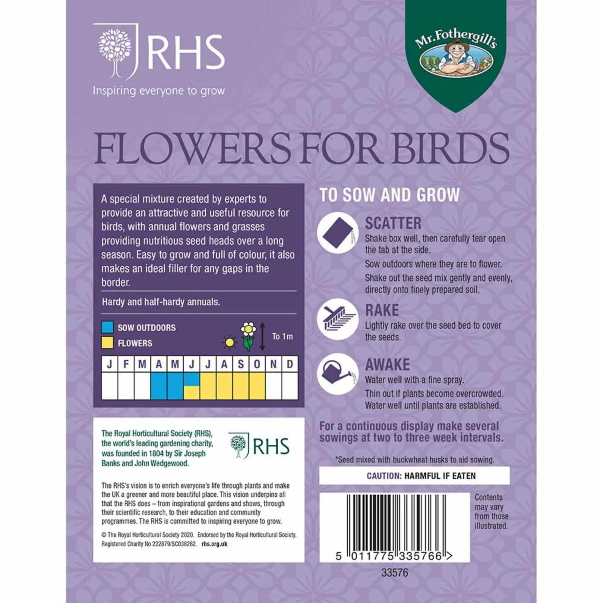 RHS Flowers For Birds Easy Sow Seeds 20g Box - Image 4