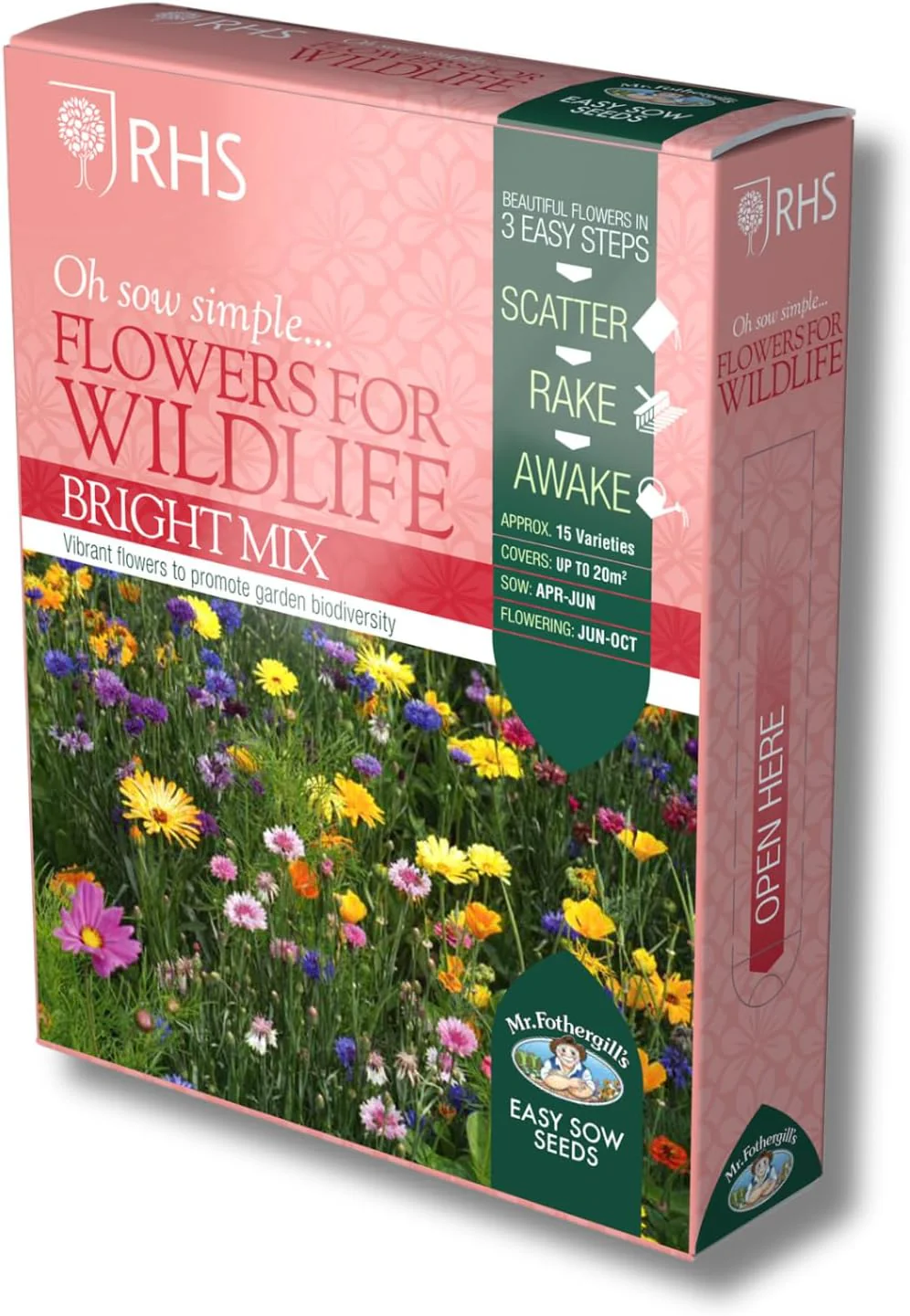 RHS Flowers For Wildlife Bright Mix Easy Sow Seeds 20g Box