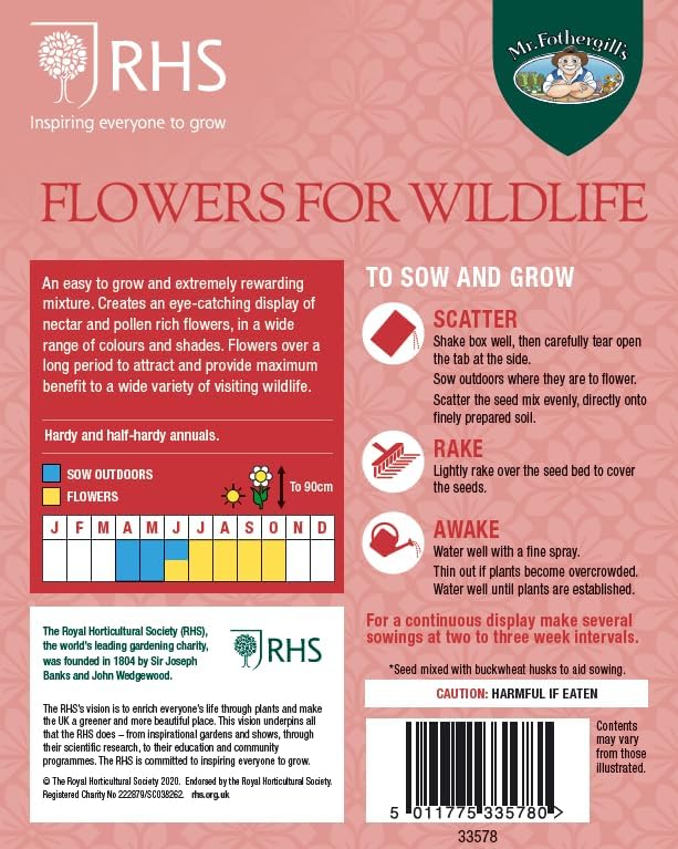 RHS Flowers For Wildlife Bright Mix Easy Sow Seeds 20g Box - Image 4