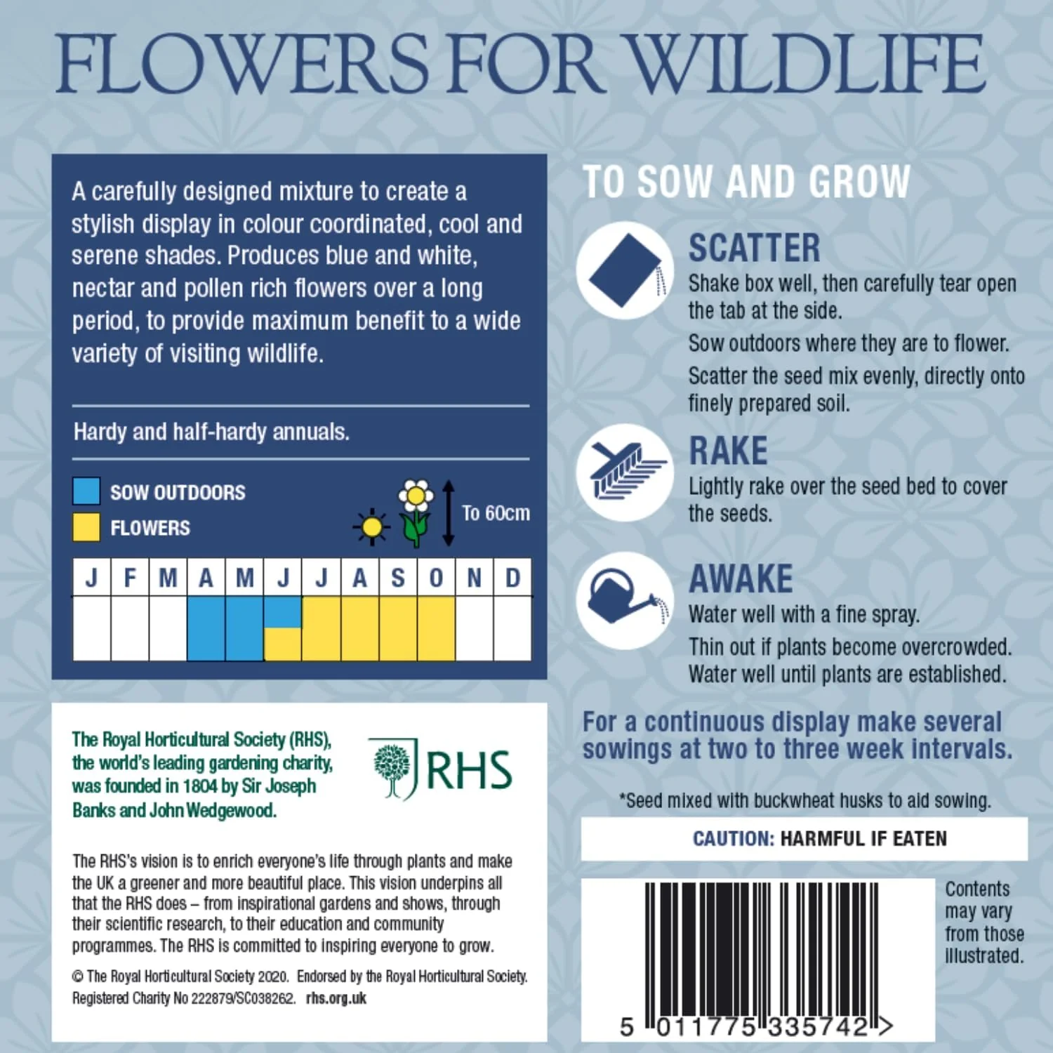 RHS Flowers For Wildlife Cool Mix Easy Sow Seeds 20g Box - Image 4
